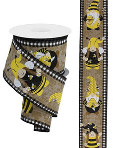 2.5"x10yd Gnome W/Bees, Light Beige/Yellow/Gold/Black  FF70
