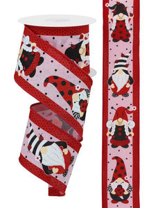 2.5"x10yd Gnomes w/Ladybugs, Light Pink/Red/White/Black  MY44
