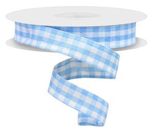 5/8"x10yd Gingham Check, Light Blue/White  MY41