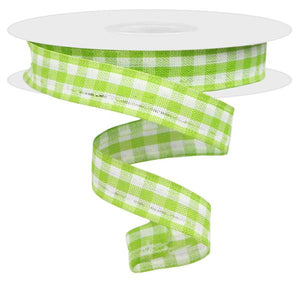 5/8"x10yd Gingham Check, Apple Green/White  MY41