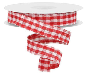 5/8"x10yd Gingham Check, Red/White  MY41