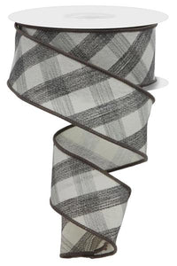 1.5"x10yd Woven-Look Diagonal Check, Dark Cream/Black/Grey  OC28 MA75