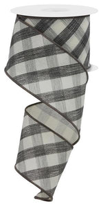 2.5"x10yd Woven-Look Diagonal Check, Dark Cream/Black/Grey  OC18
