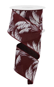 2.5"x10yd Pampas Grass On Canvas, Burgundy/Ivory/White  OC13
