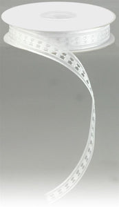 5/8"x25yd Cut Out Daisy Satin Sheer Ribbon, White  MY24