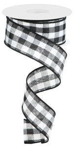 1.5"x10yd Woven Diagonal Check, Black/White  MY29