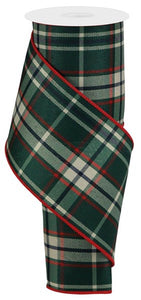 4"x10yd Plaid, Emerald/Red/Beige/Black  B78