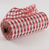 10"x10yd Poly Burlap Check Mesh, Red/White  SU36