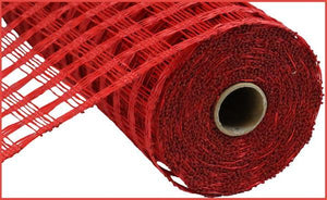 10"X10yd Poly Burlap Check Mesh, Red - KRINGLE DESIGNS