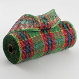 10"x10yd Plaid Poly Burlap Mesh, Emerald Green/Red/Black/Royal Blue/Yellow  SU36