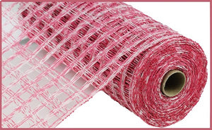 10"x10yd Two Tone Poly Burlap Check Mesh, Fuchsia/White  SU36D