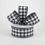 1.5"x10yd Gingham Check w/Gingham Edge, Black/White  B37