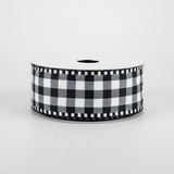 1.5"x10yd Gingham Check w/Gingham Edge, Black/White  B37