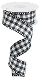 1.5"x10yd Gingham Check w/Gingham Edge, Black/White  B37
