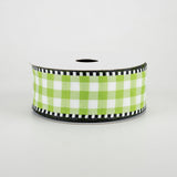 1.5"x10yd Gingham Check w/Gingham Edge, Green/Black/White  J60 B2