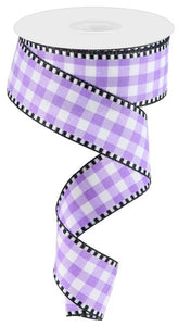 1.5"x10yd Gingham Check w/Gingham Edge, Lavender/Black/White  B1