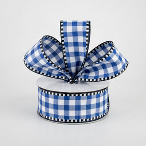 1.5"x10yd Gingham Check w/Gingham Edge, Royal Blue/Black/White  B2