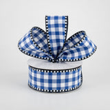 1.5"x10yd Gingham Check w/Gingham Edge, Royal Blue/Black/White  B2