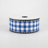 1.5"x10yd Gingham Check w/Gingham Edge, Royal Blue/Black/White  B2