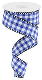 1.5"x10yd Gingham Check w/Gingham Edge, Royal Blue/Black/White  B2