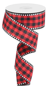 1.5"x10yd Gingham Check w/Gingham Edge, Red/Black/White  FF30