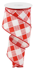 2.5"x10yd Diagonal Check Pattern, Red/White  B57