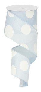 2.5"x10yd Large Multi Dots, Light Blue/White - KRINGLE DESIGNS