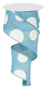 2.5"x10yd Large Multi Dots, Turquoise/White  M44