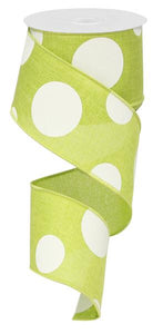 2.5"x10yd Large Multi Dots, Lime Green/White - KRINGLE DESIGNS