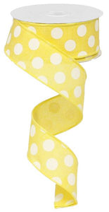 1.5"x10YD Medium Multi Dots, Yellow/White - KRINGLE DESIGNS