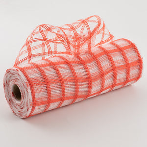 10.5"x10yd Faux Jute Check Mesh, Orange/Clear  SU35BD