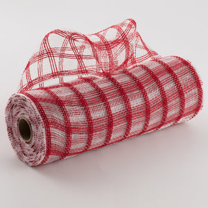 10.5"x10yd Faux Jute Check Mesh, Red/Clear  SU35B