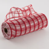 10.5"x10yd Faux Jute Check Mesh, Red/Clear  SU35B