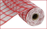 10.5"x10yd Faux Jute Check Mesh, Red/Clear  SU35B