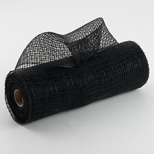 10.5"x10yd Faux Jute Check Fabric Mesh, Black  SU35
