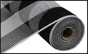 10.5"x10yd Poly/Faux Jute/PP Wide Stripe, Black/White  SU35