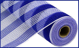 10.5"x10yd Faux Jute/Poly Mesh Small Stripe, Royal Blue/White  SU35