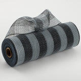 10.5"x10yd Faux Jute/Poly Mesh Small Stripe, Grey/Black  SU35