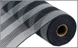 10.5"x10yd Faux Jute/Poly Mesh Small Stripe, Grey/Black  SU35