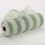 10.5"x10yd Faux Jute/Poly Mesh Small Stripe, Sage Green/White  SU35