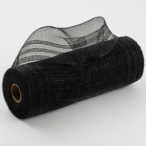 10.5"x10yd Poly/Faux Jute Border Stripe Mesh, Black/Black  SU35