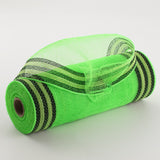 10.5"x10yd Poly/Faux Jute Border Stripe Mesh, Lime/Black/Fresh Green  SU35