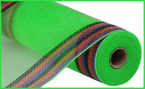 10.5"x10yd Poly/Faux Jute Border Stripe Mesh, Lime/Purple/Orange/Black  SU35