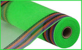 10.5"x10yd Poly/Faux Jute Border Stripe Mesh, Lime/Purple/Orange/Black  SU35
