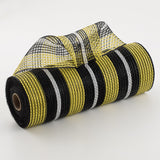 10.5"x10yd Poly/Faux Jute Border Stripe Mesh, Yellow/Black/White  SU35