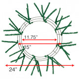 15" Wire, 25" OAD Pencil Work Wreath Frame, 3 Tiers, 18 Ties, Emerald Green - KRINGLE DESIGNS
