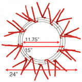 15" Wire, 25" OAD Pencil Work Wreath Frame, 3 Tiers, 18 Ties, Red  WK