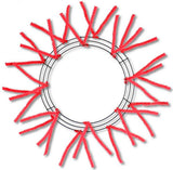 15" Wire, 25" OAD Pencil Work Wreath Frame, 3 Tiers, 18 Ties, Red - KRINGLE DESIGNS