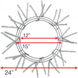 15" Wire, 25" OAD Pencil Work Wreath Frame X18 Ties, Metallic Silver  WK