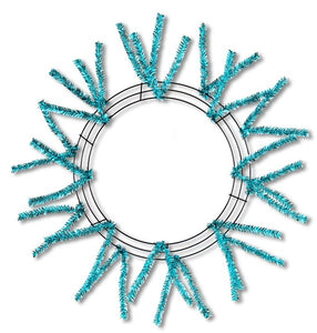 15" Wire, 25" OAD Pencil Work Wreath Frame X18 Ties, Metallic Turquoise  WK